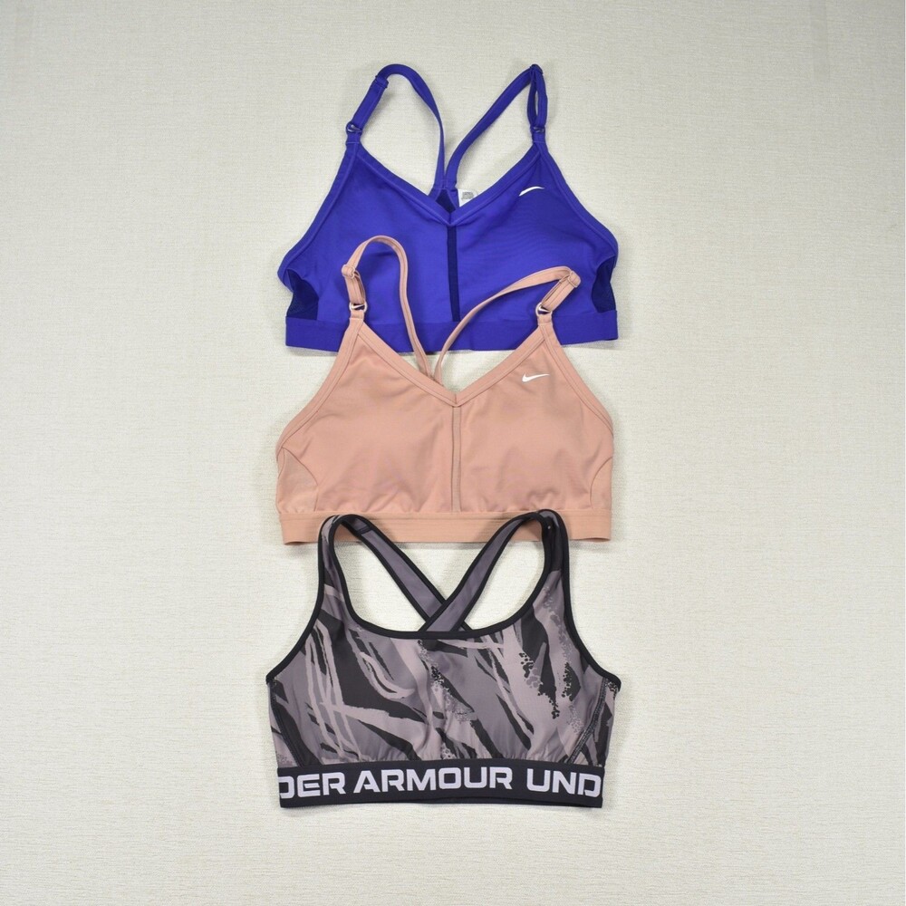 Womens Sports Bra Lot 3 Nike Under Armour Compression Low Medium Support Large